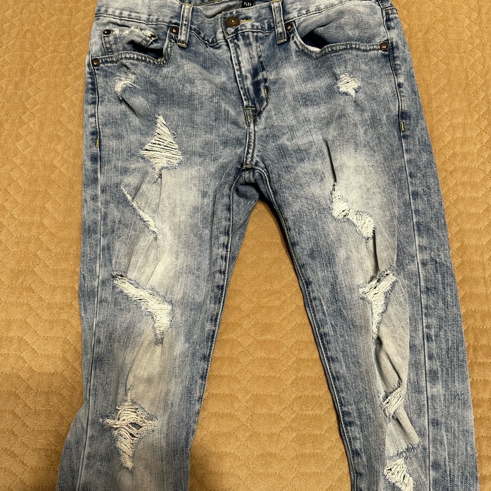 American Eagle Outfitters Ripped Light Blue Boyfriend Jeans